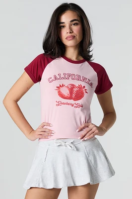 T-shirt raglan avec motif brodé California