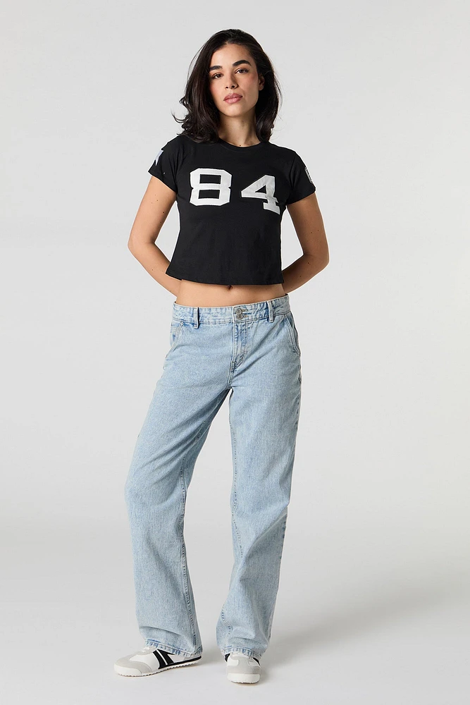 Twill Embroidered Cropped T-Shirt
