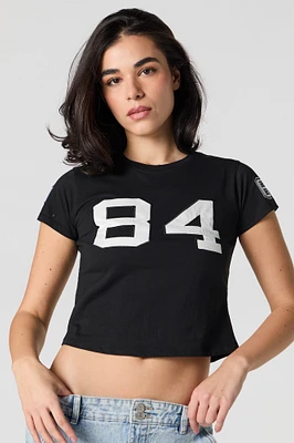 Twill Embroidered Cropped T-Shirt