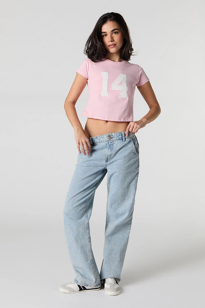 T-shirt court avec motif brodé en sergé