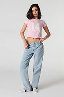 T-shirt court avec motif brodé en sergé