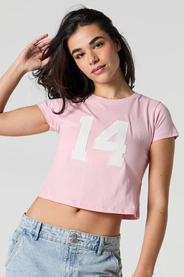 T-shirt court avec motif brodé en sergé