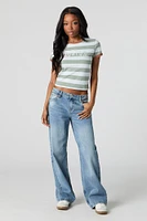 Embroidered Striped Baby Tee