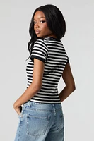 Embroidered Striped Baby Tee