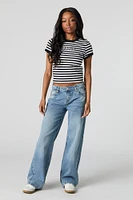 Embroidered Striped Baby Tee