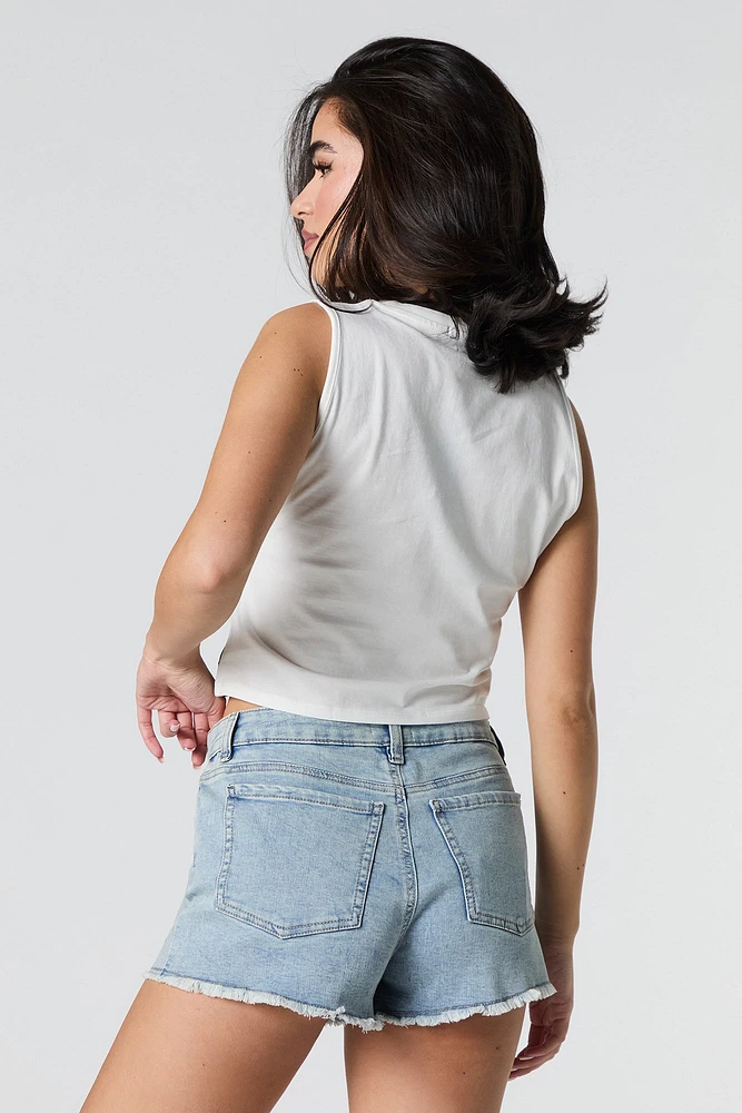 1991 Twill Embroidered  Cropped Tank