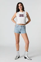 1991 Twill Embroidered  Cropped Tank