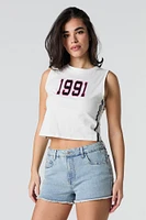 1991 Twill Embroidered  Cropped Tank