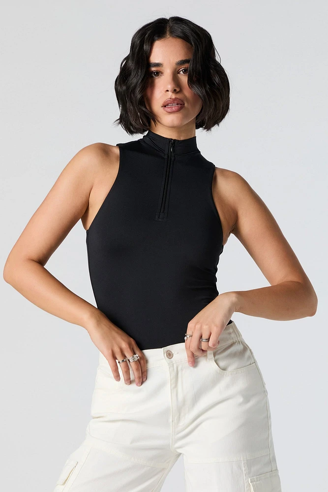 Seamless Mock Neck Quarter Zip Bodysuit