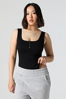 Ribbed Henley Tank Bodysuit