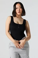 Ribbed Henley Tank Bodysuit