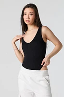 Ribbed Scoop Neck Tank Bodysuit