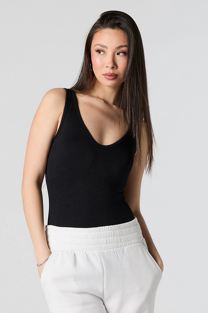 Ribbed Scoop Neck Tank Bodysuit