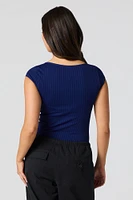 Maillot en tricot côtelé avec encolure dégagée