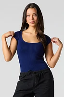 Maillot en tricot côtelé avec encolure dégagée