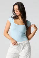 Ribbed Knit Scoop Neck Bodysuit