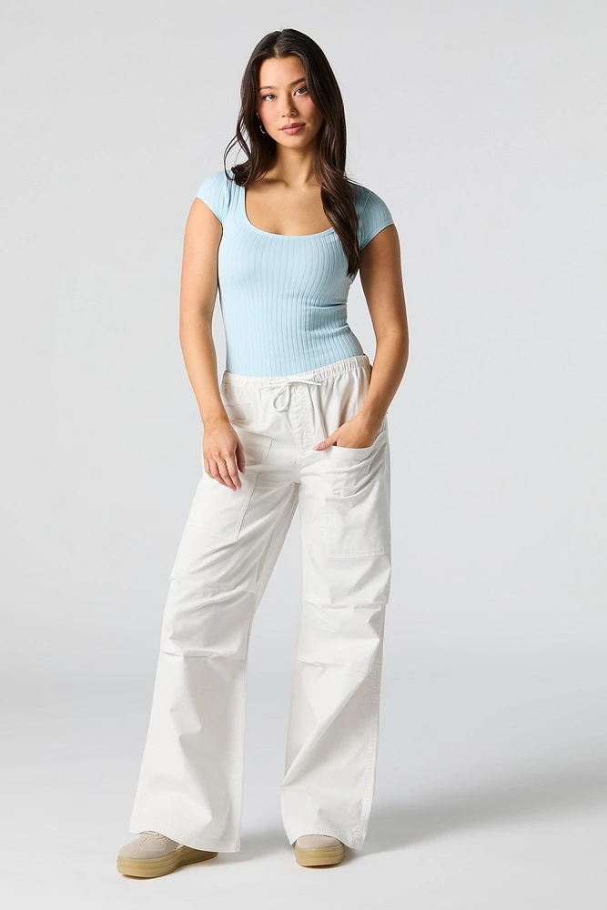 Ribbed Knit Scoop Neck Bodysuit