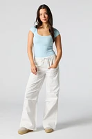 Ribbed Knit Scoop Neck Bodysuit