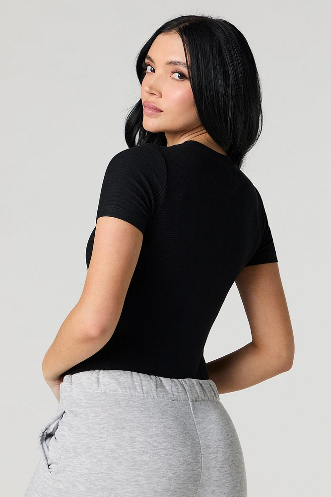 Ribbed Short Sleeve Bodysuit