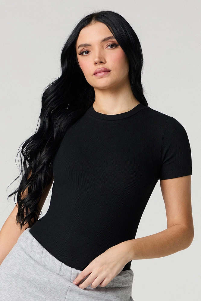 Ribbed Short Sleeve Bodysuit