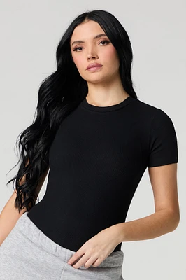 Ribbed Short Sleeve Bodysuit