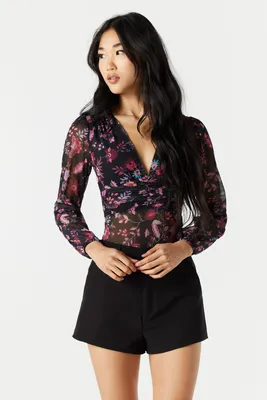 Slim floral bodysuit