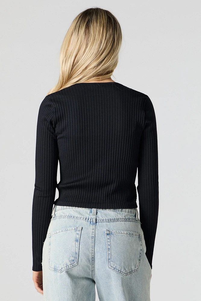 Seamless Ribbed Knit Cardigan
