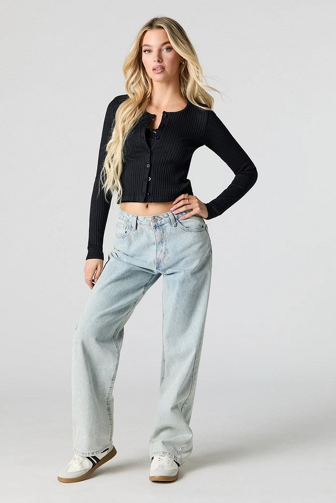 Seamless Ribbed Knit Cardigan