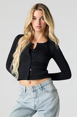Seamless Ribbed Knit Cardigan