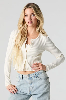 Cardigan en tricot côtelé sans couture