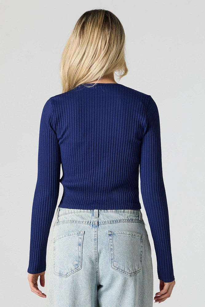 Seamless Ribbed Knit Cardigan