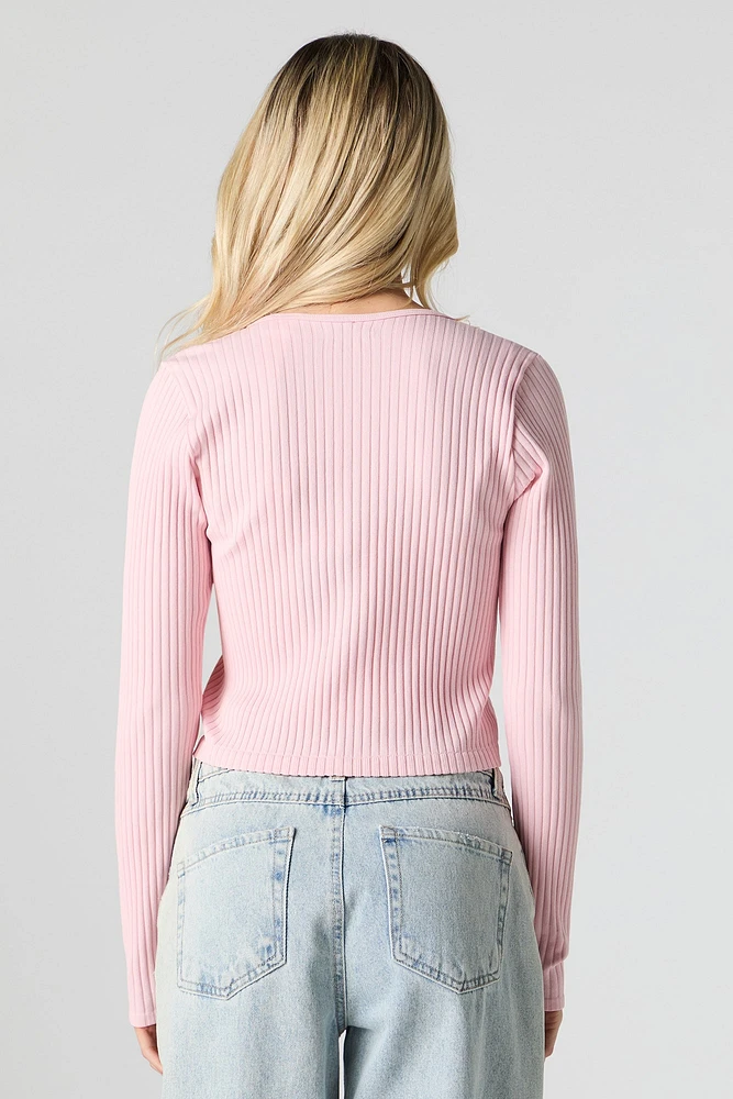 Cardigan en tricot côtelé sans couture