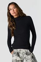 Ribbed Turtleneck Long Sleeve Top