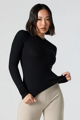 Ribbed Knit Long Sleeve Top