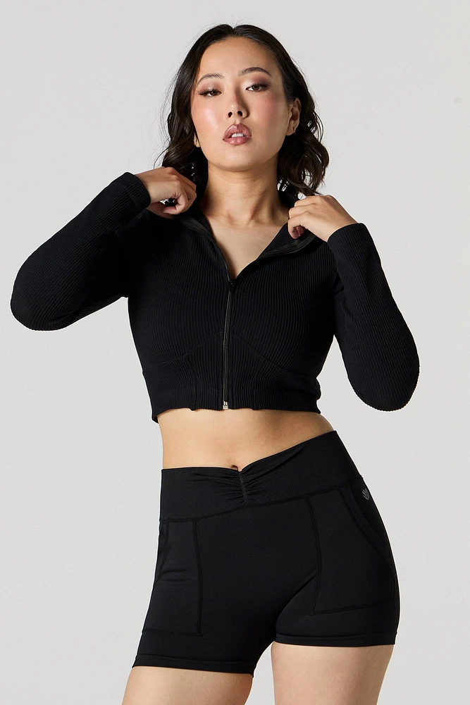 Active Seamless Ribbed Long Sleeve Crop Top