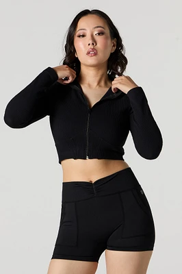 Active Seamless Ribbed Long Sleeve Crop Top