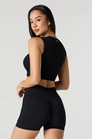 Active Seamless Ribbed Sleeveless Zip-Up Crop Top