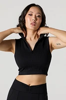 Active Seamless Ribbed Half Zip Cropped Tank