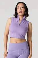 Active Seamless Ribbed Half Zip Cropped Tank