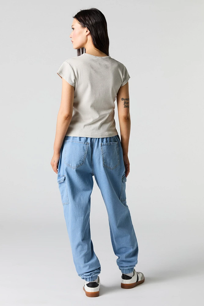 Denim Cargo Drawstring Jogger