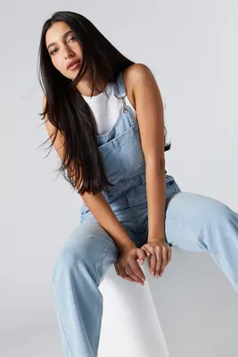 Medium Wash Denim Overalls - Thyme Maternity