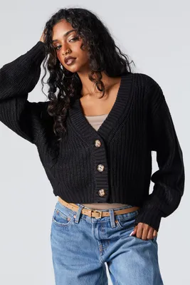 Cable Knit Button-Up Cardigan