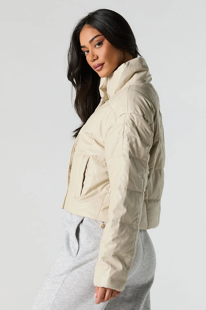 Blouson en similicuir matelass