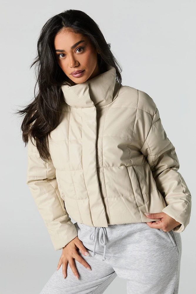 Blouson en similicuir matelass