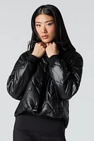 Quilted Faux Leather Jacket