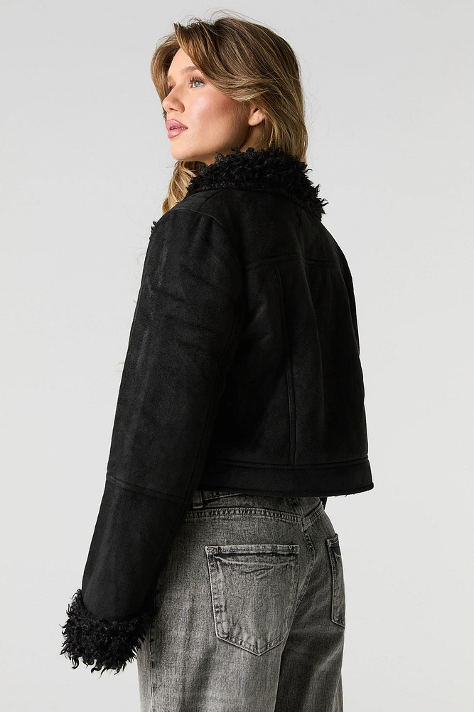 Faux Suede Fur Lined Jacket