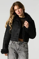 Faux Suede Fur Lined Jacket