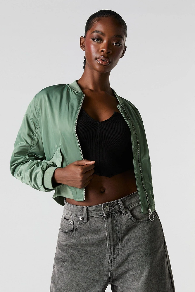 Cropped Bomber Jacket