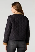 Quilted Corduroy Trim Jacket