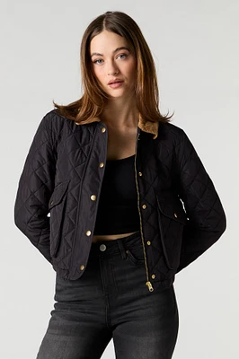 Quilted Corduroy Trim Jacket